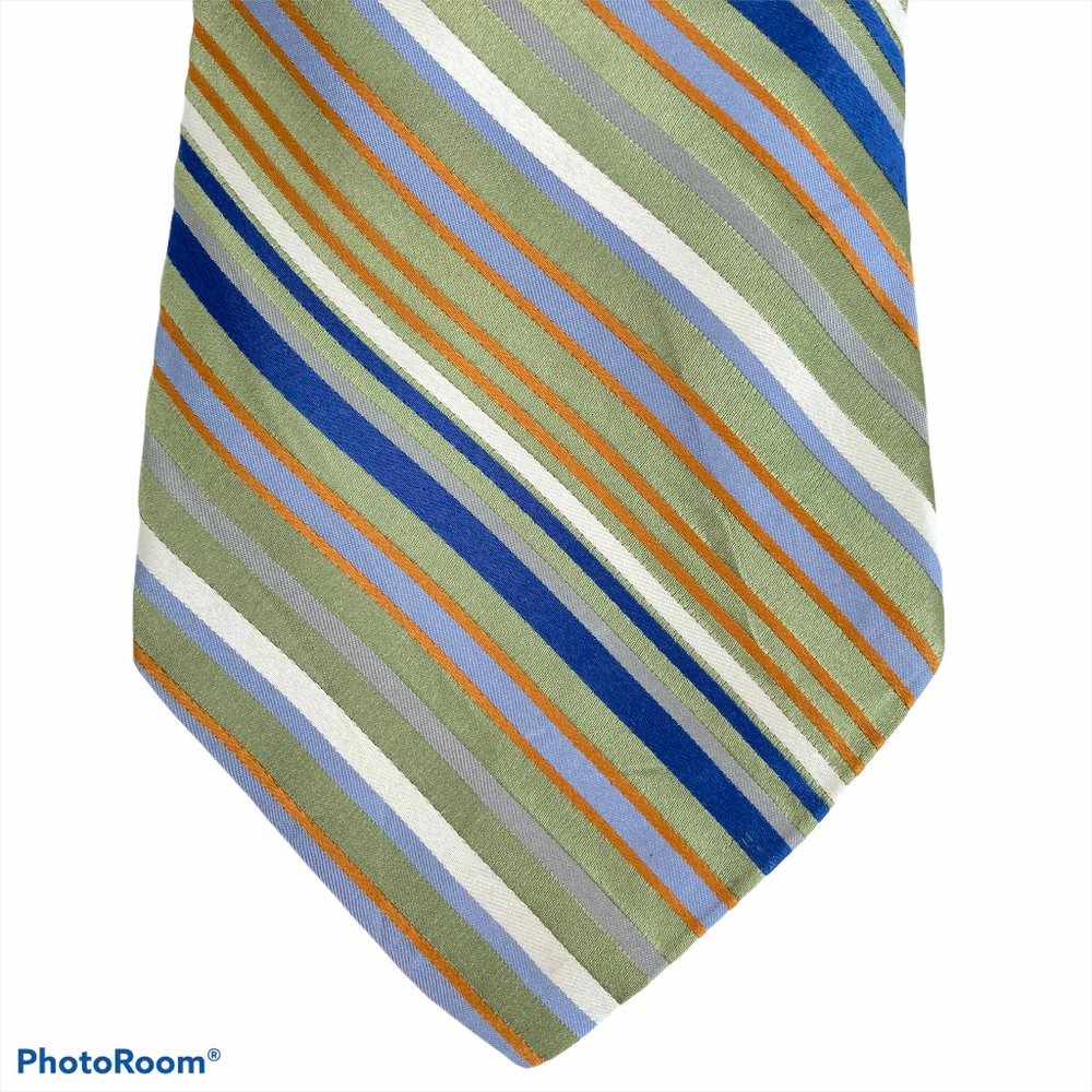 Apt. 9 Green Striped 100% Silk Neck Tie